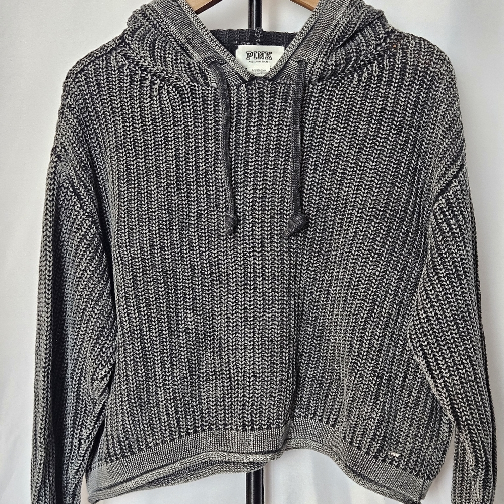 PINK Victoria's Secret Gray Chunky Knit Cropped Hoodie